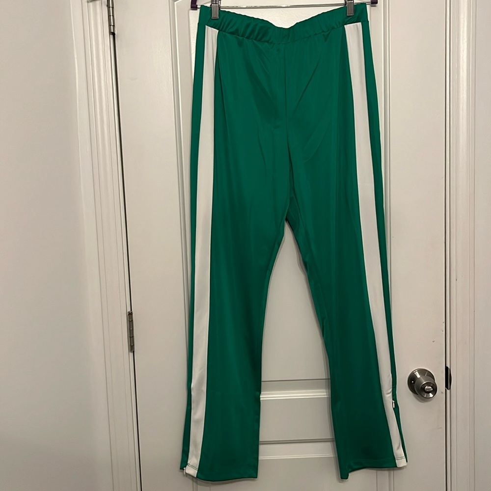 H&M Green /White WIDE TRACK PANTS